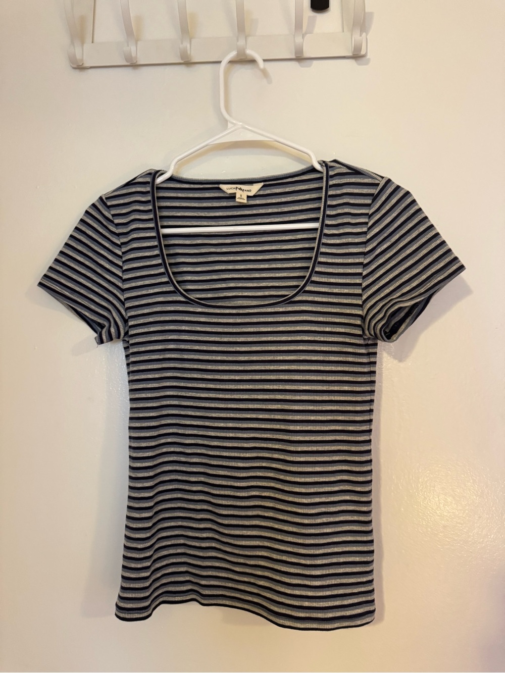 Lucky Brand Striped Scoop Neck Short Sleeve Top